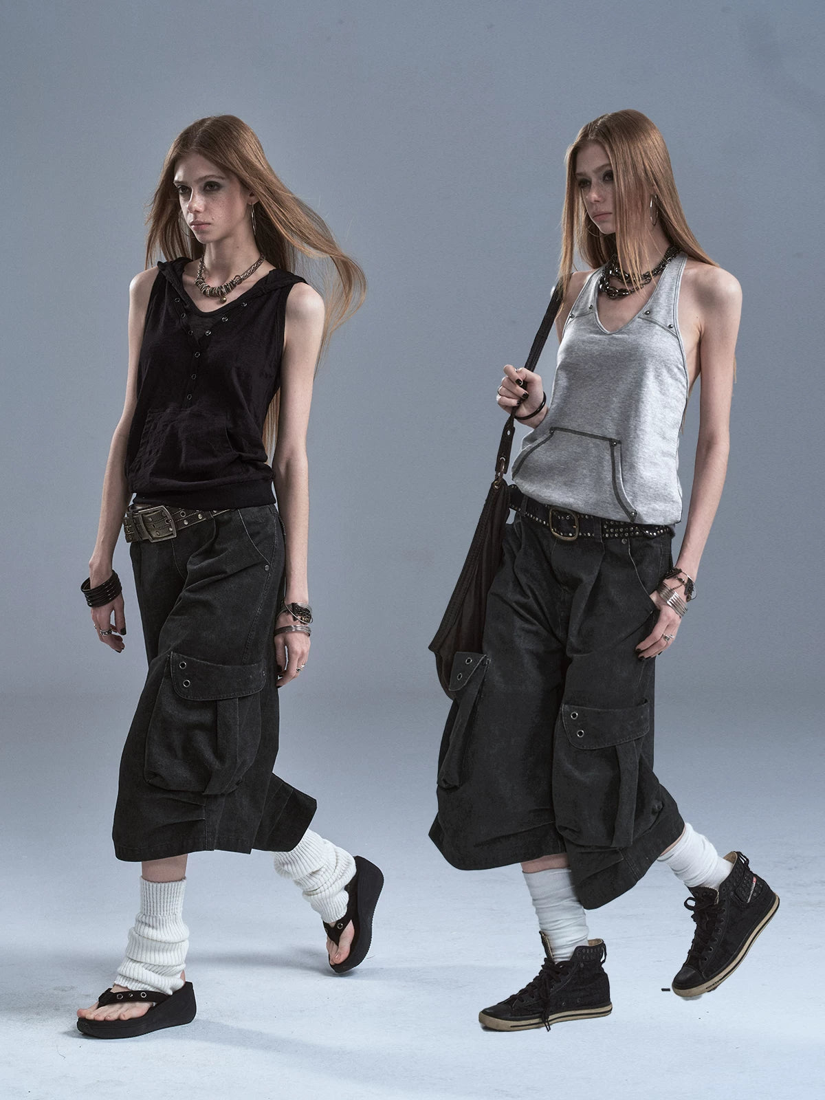 WearAndtear Three-dimensional Pleated Wide-leg Tooling Eight-point Trousers