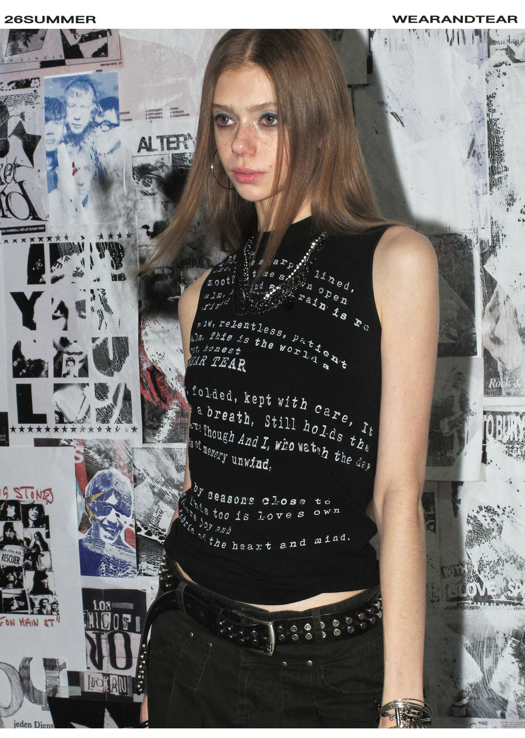 WearAndtear Small Turtleneck Letter-printed Elastic Slim Sling