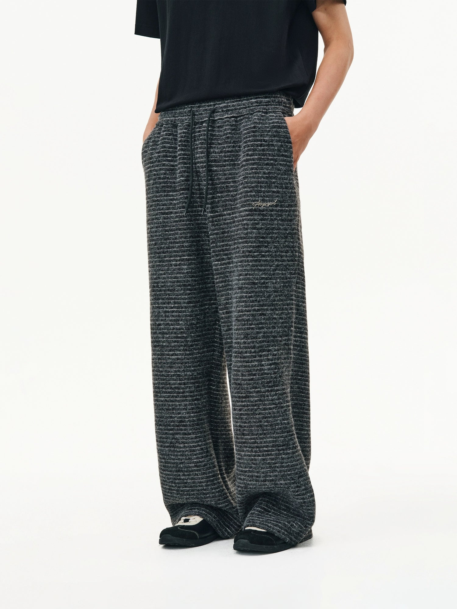 ATRY Striped Lazy Versatile Loose Straight Sweatpants