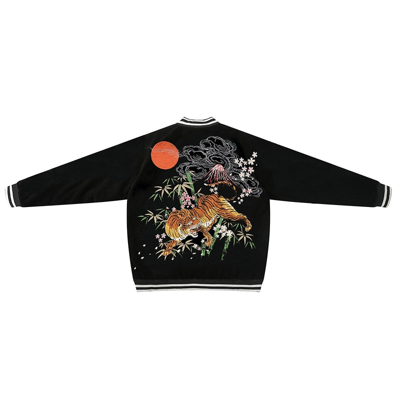 SKAJAN bamboo tiger embroidered baseball jersey jacket
