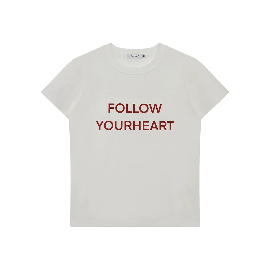FUNKYFUN Retro Contrasting Color Slogan Simple Tee