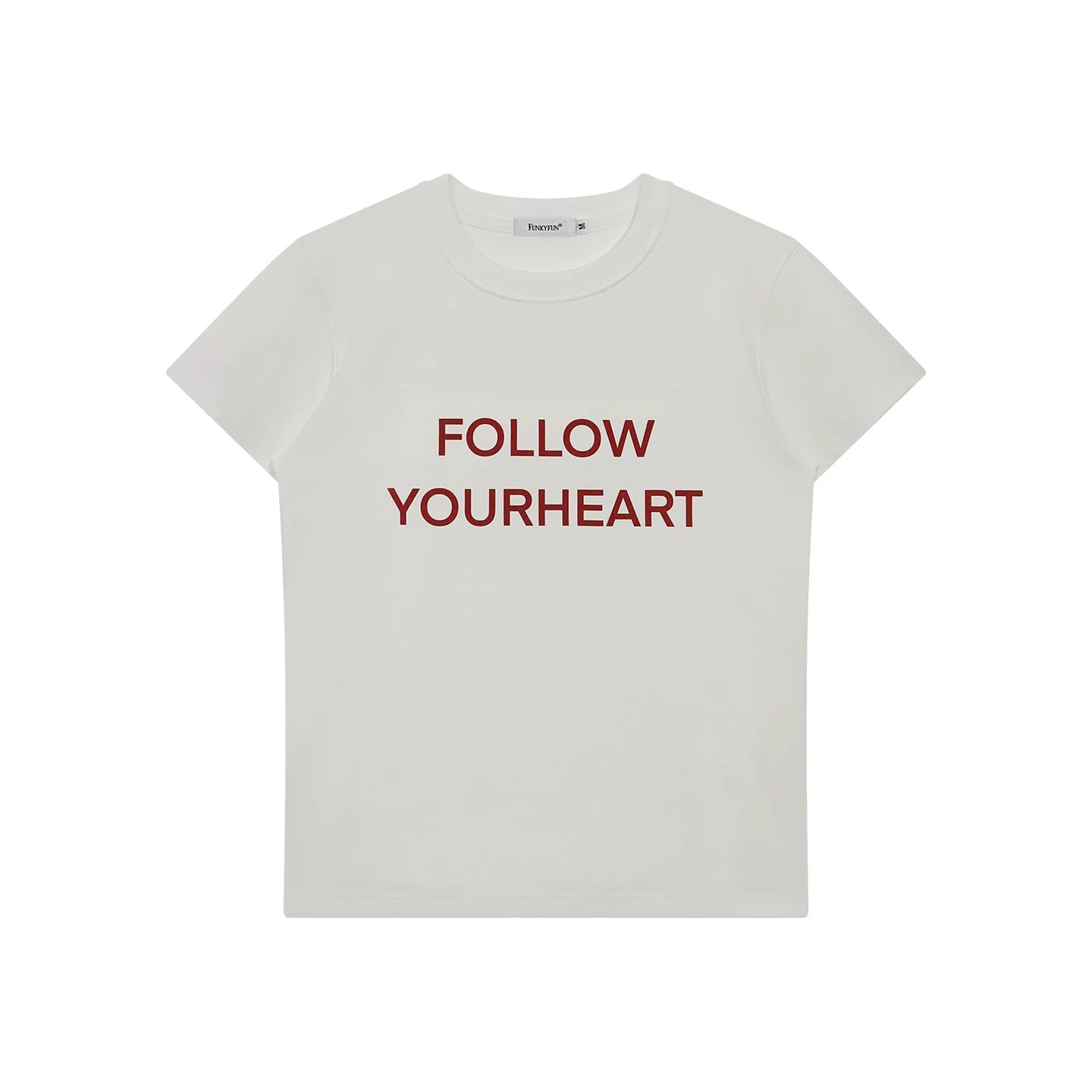 FUNKYFUN Retro Contrasting Color Slogan Simple Tee