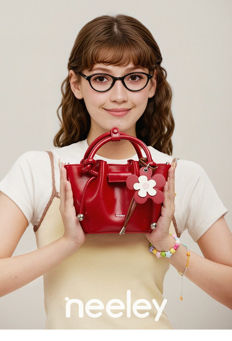 Neeley Leather Vegetable Basket Portable Messenger Bag