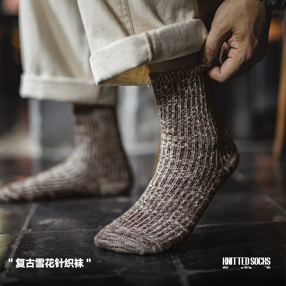 Maden Tooling Retro Snowflake Knitted Cotton Socks