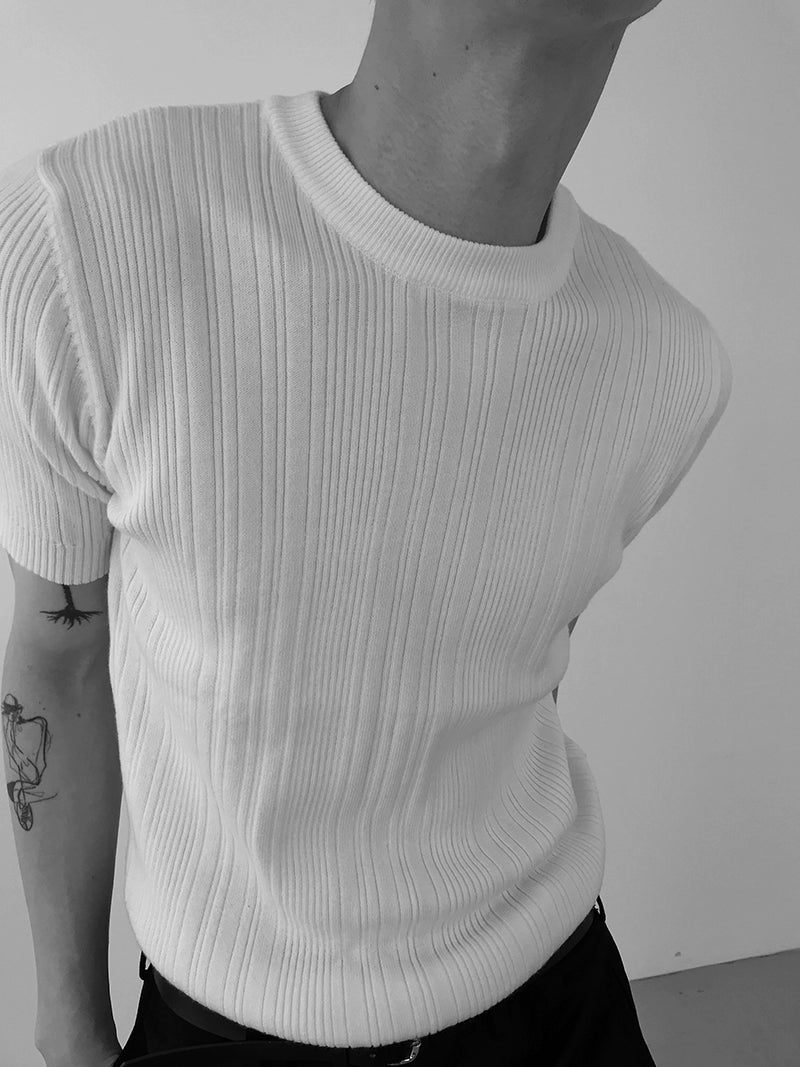 COLN Slim-fit Knitted Short Sleeves