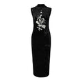 LOUMUTAKU Three-dimensional Lace Embroidered Velvet Cheongsam Dress