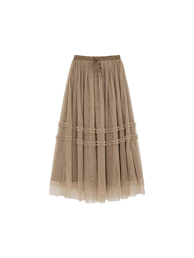 KANO Double Ruffle Edge Mesh Skirt