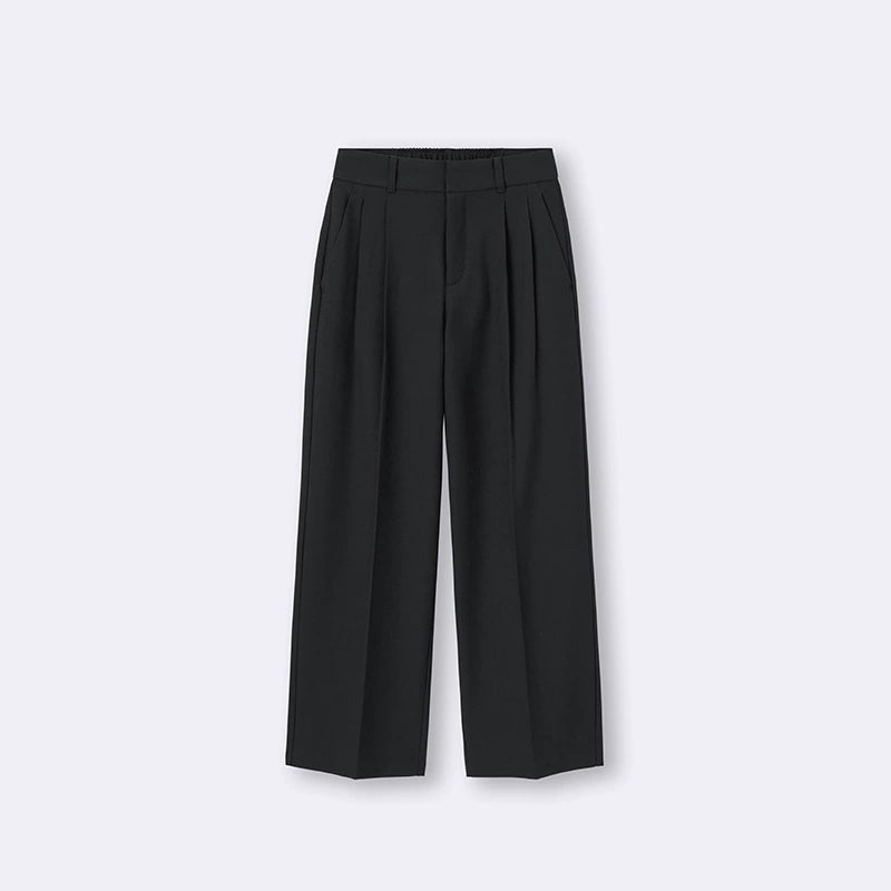 GU Pleated Simple and Versatile Casual Loose Wide-leg Pants