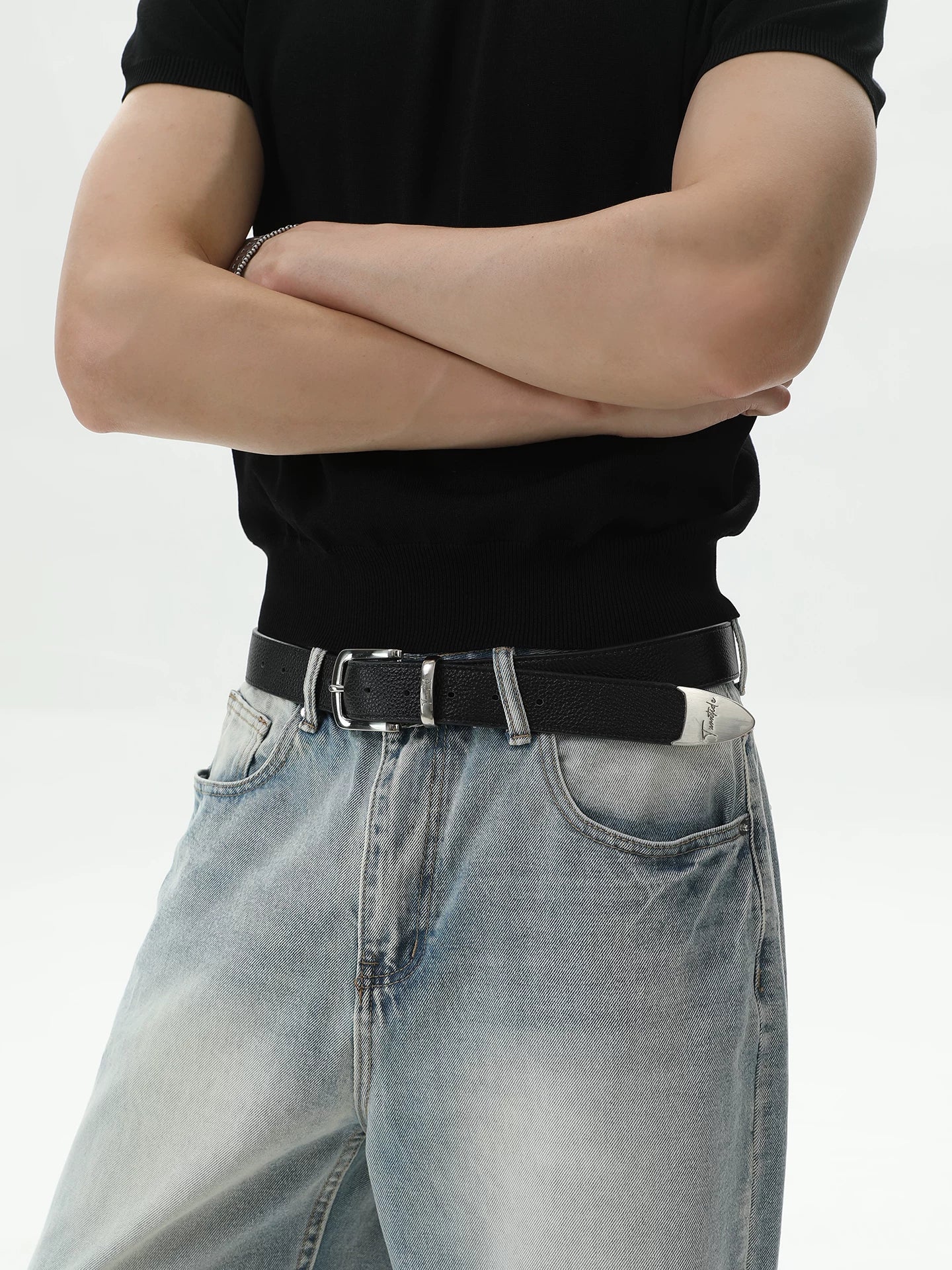 Turn Tide Top-Grain Pebbled Calfskin Leather Belt