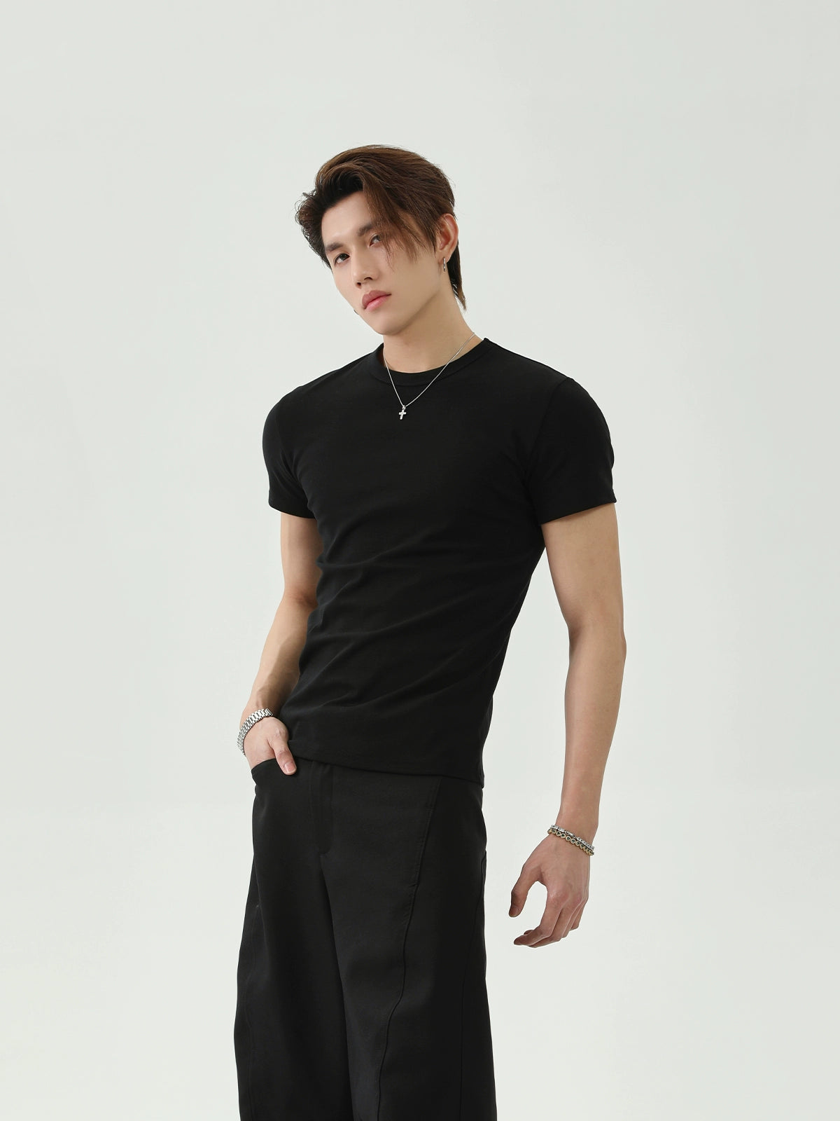 TURNTIDE Niche Basic Simple Round Neck Tee