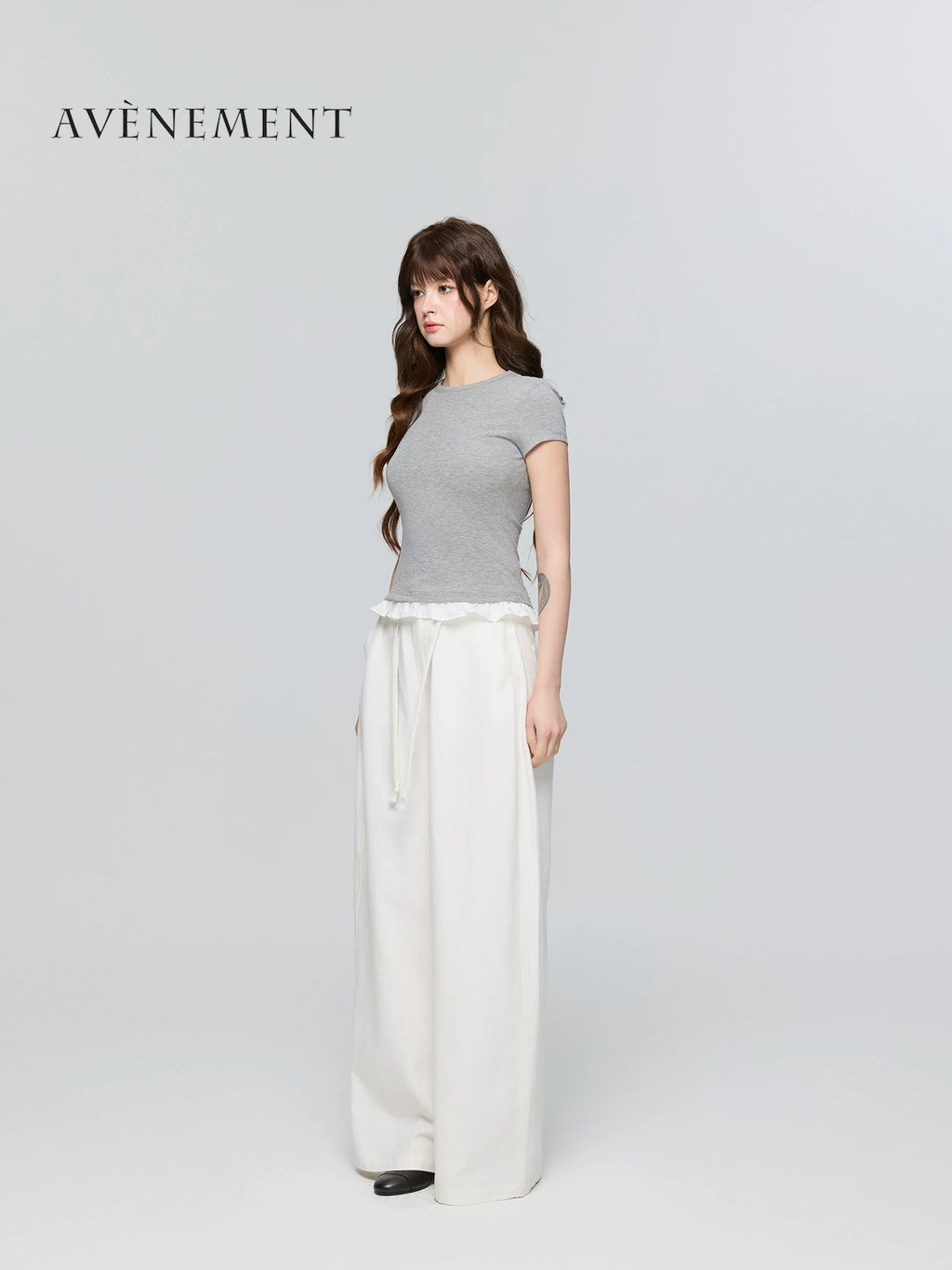 Avenement Splicing Lace Slim Body Contrasting Tee