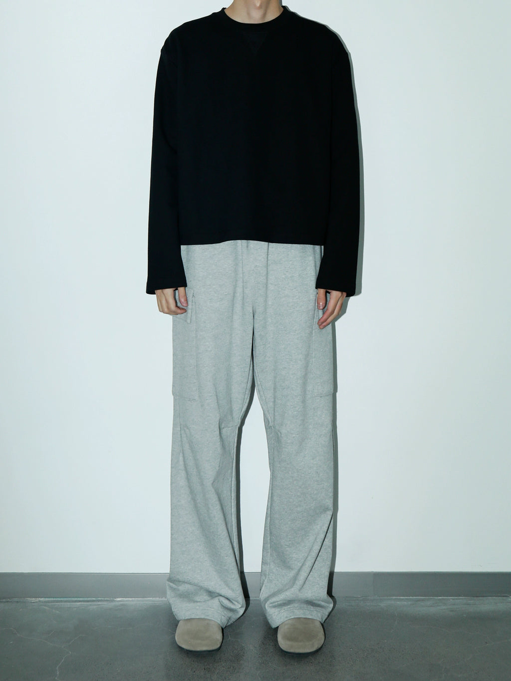 PLUS NO LOGO Casual Bamboo Pattern Round Neck Long Sleeve