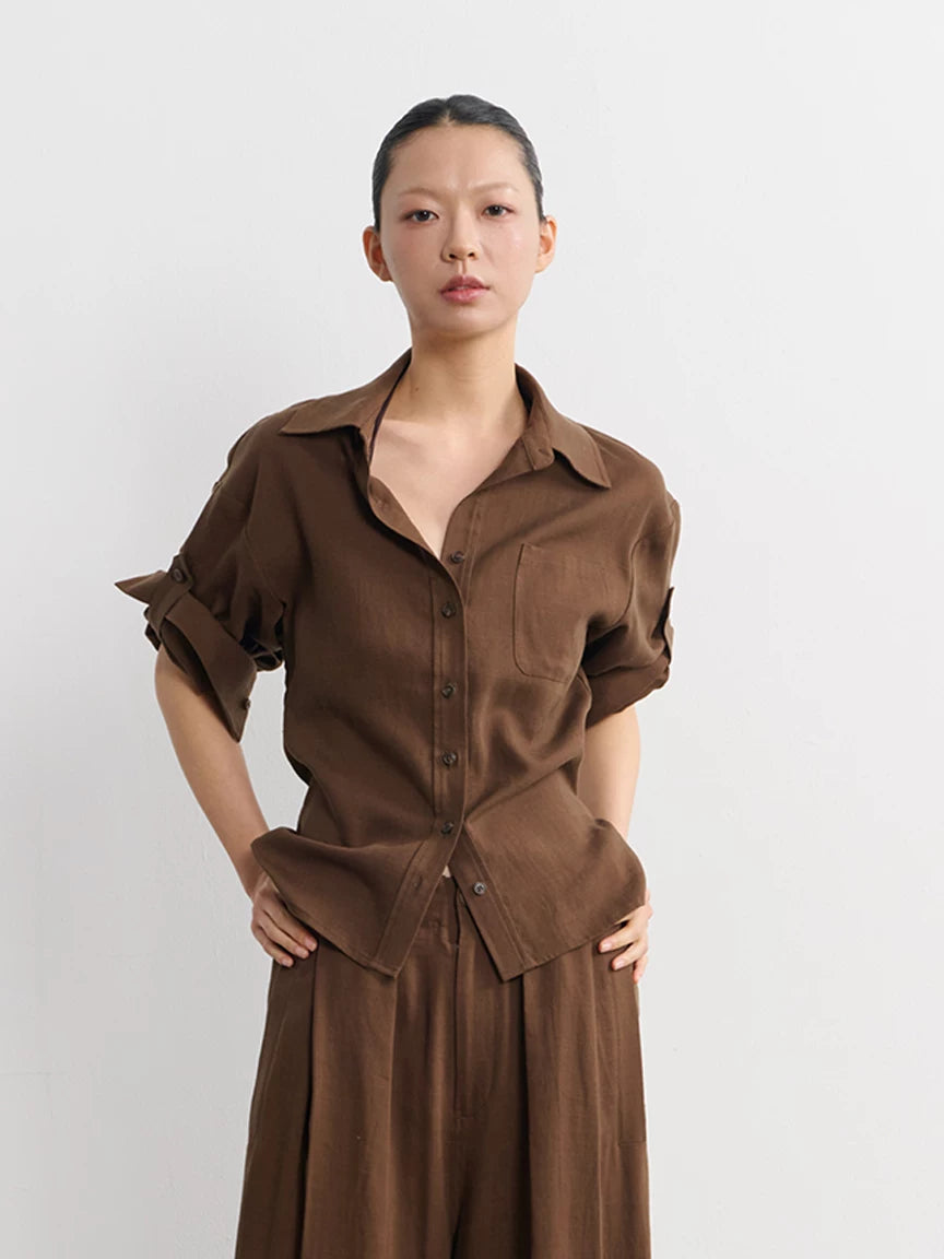 LINY LIBERTY Adjustable Waist Buckle Breathable Light Shirt
