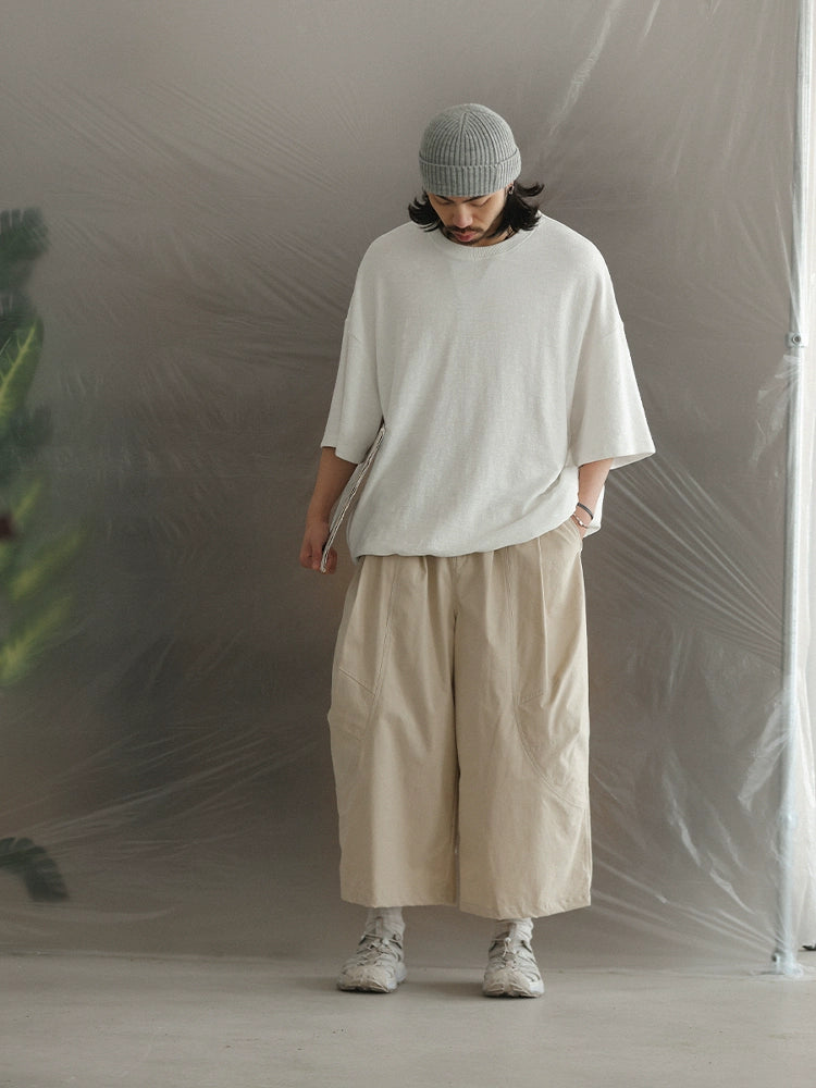 NOEARS Japanese Retro Elastic Waist Loose Casual Pants