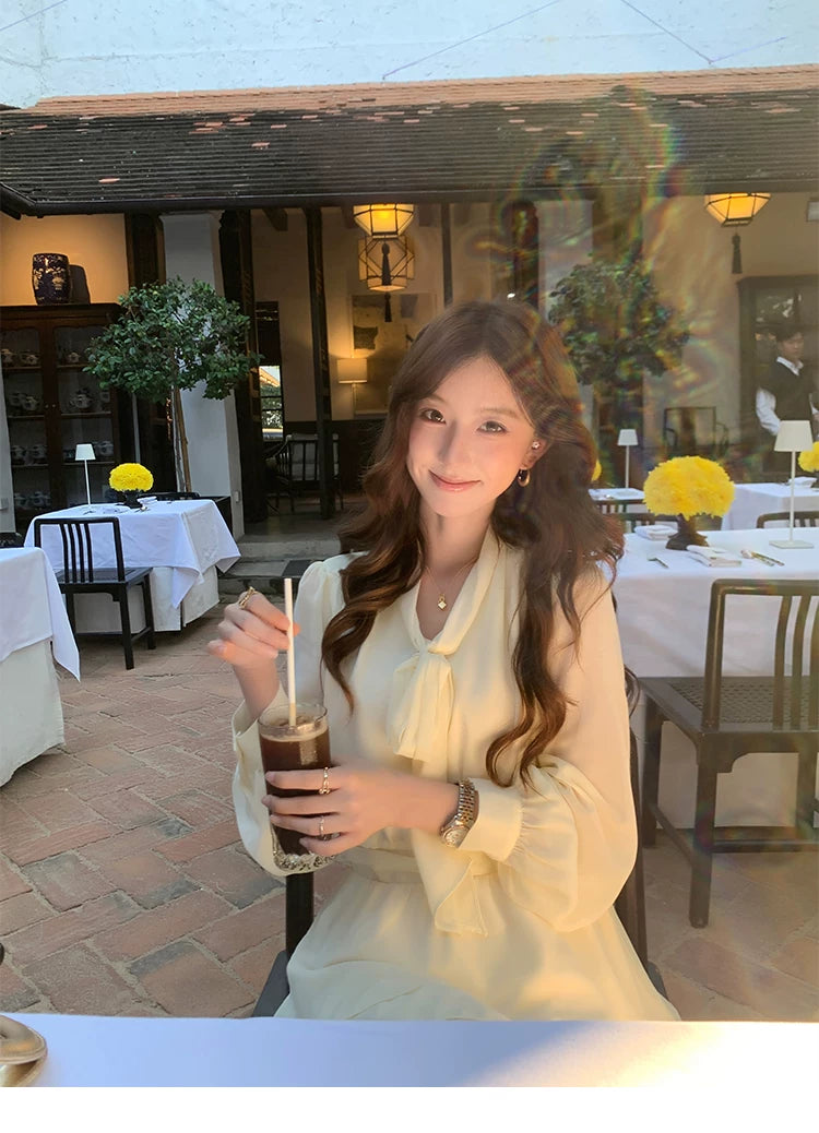Pusumede Bow-tie Chiffon Dress