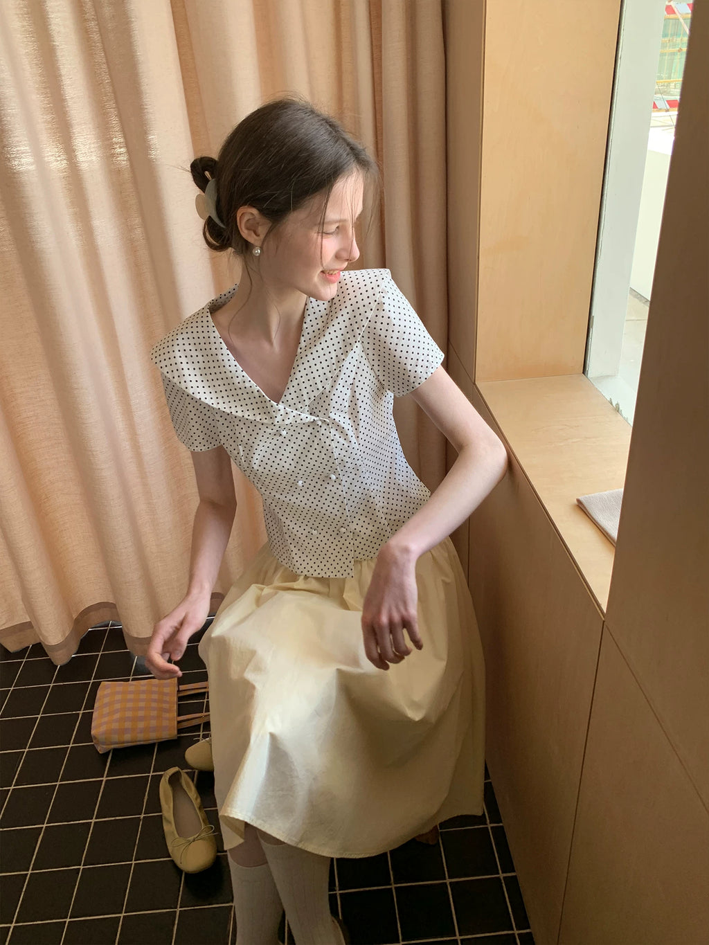 EGGKA Slim Short Polka Dot Shirt