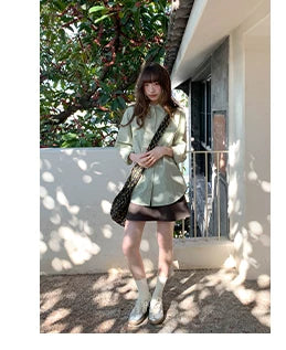 KANO Plaid Bag Long-sleeved Loose Shirt