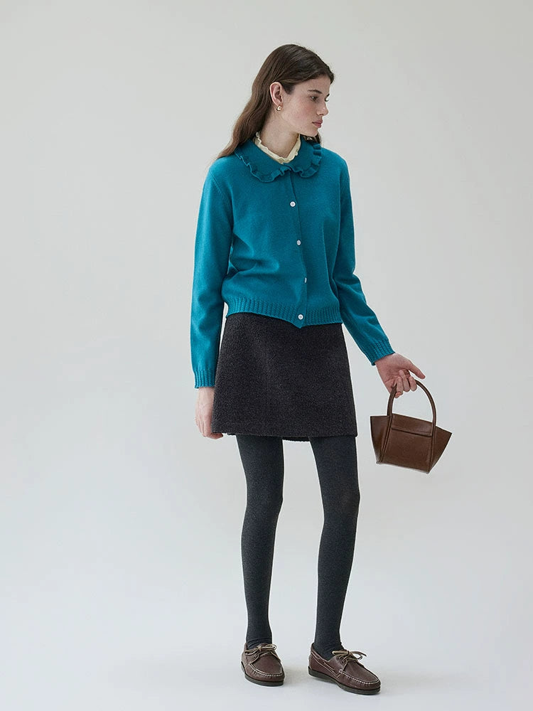 VOOE Doll Collar Lace Versatile Knitted Sweater