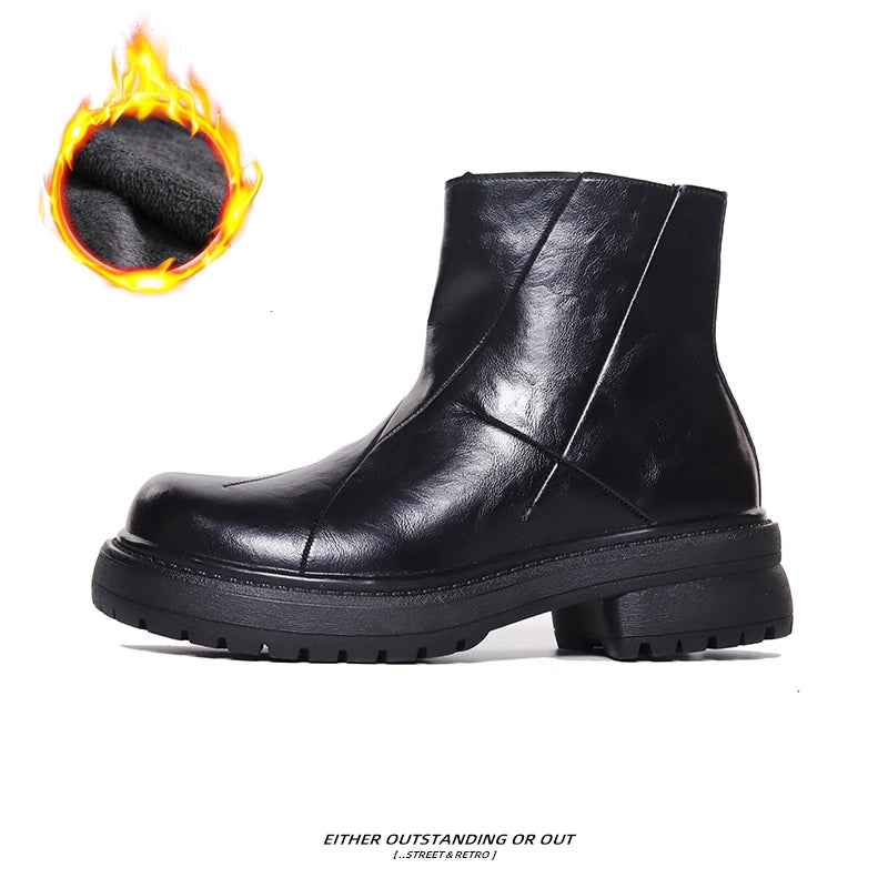 (Clearance) SHENLV STUDIO Height-increasing Thick-soled Upturned Martin Boots Leather Shoes