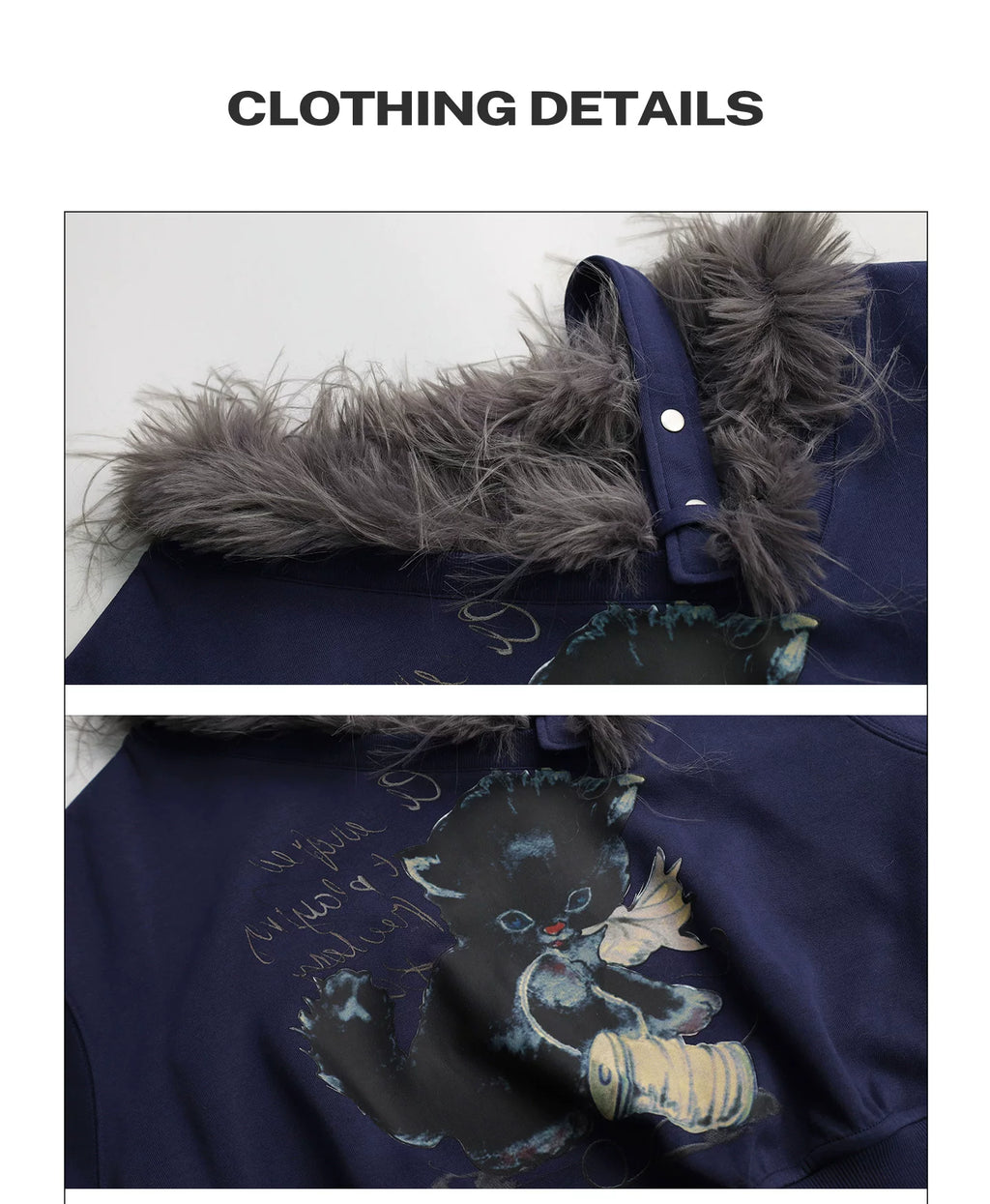 Girlyhalo Vintage Fur Collar Print Slash Shoulder Long Sleeve Sweater