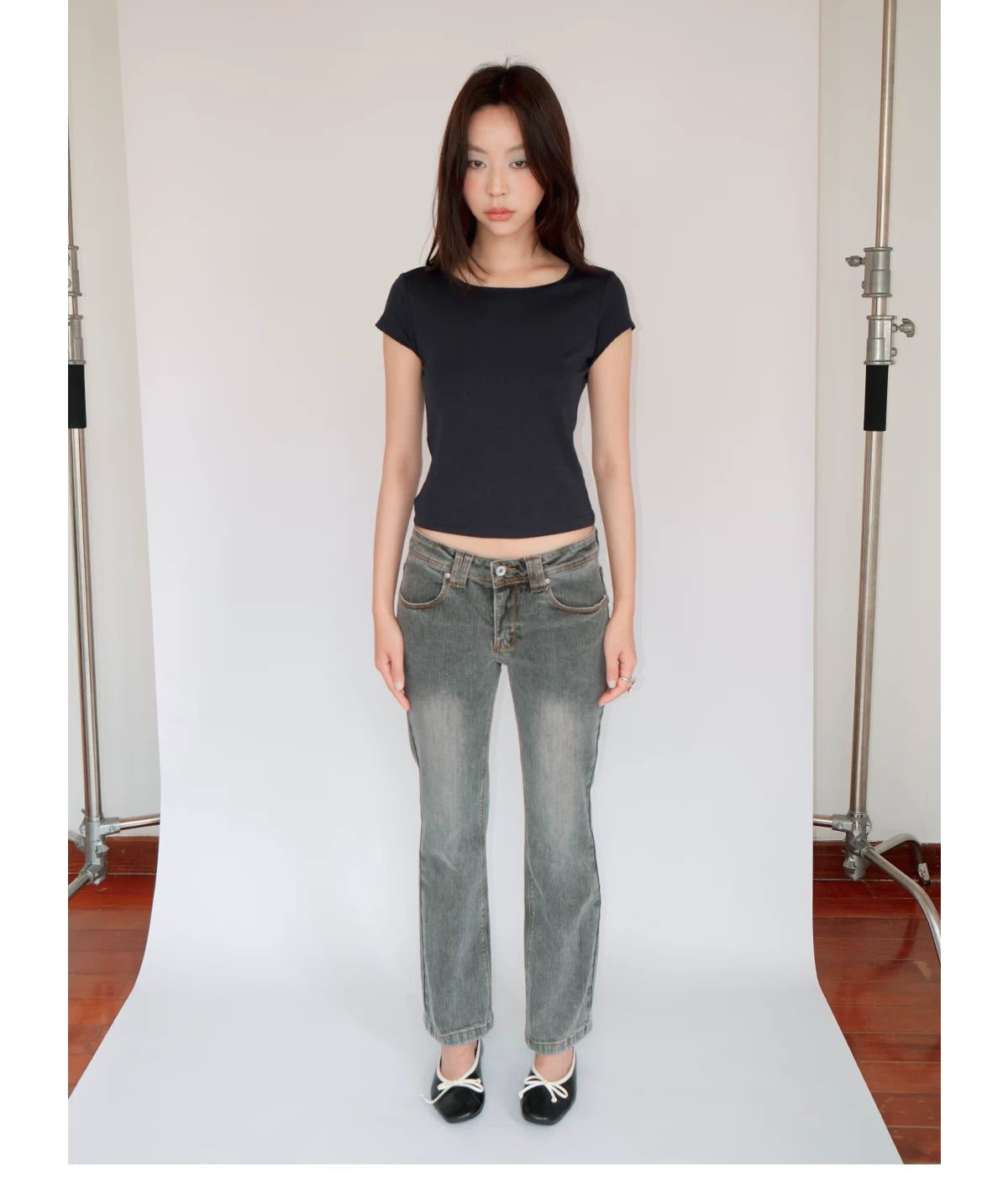 FUNKYFUN Retro Low-rise Slim-fit Jeans