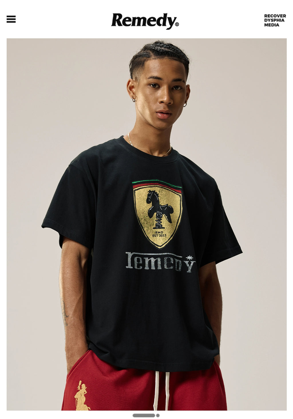 Remedy Rocking Horse Print Loose Round Neck Tee