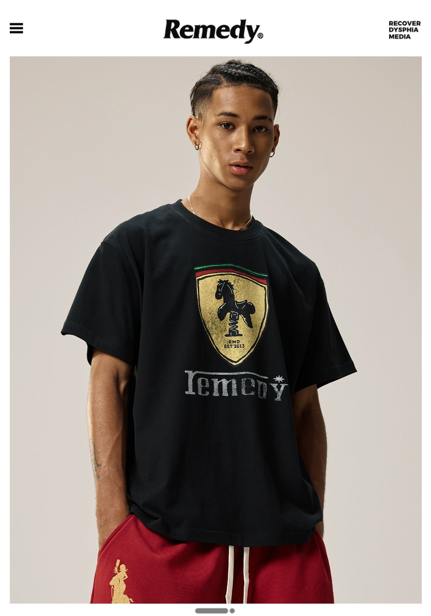 Remedy Rocking Horse Print Loose Round Neck Tee