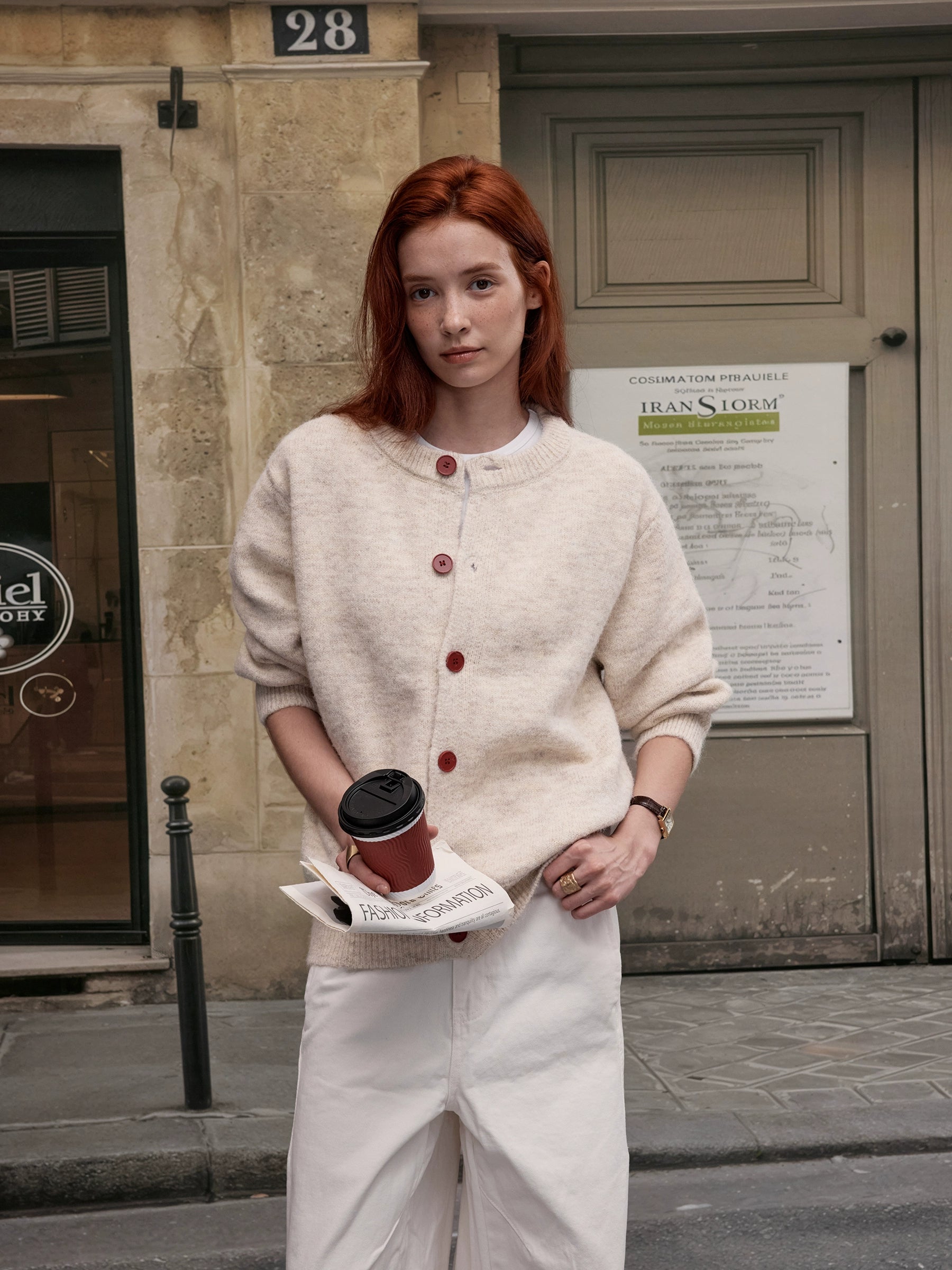 MADWITCH Contrasting Button-up Sweater