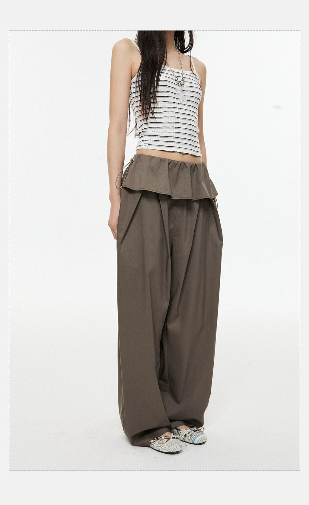 EZEK Retro Loose Wide-leg Slacks