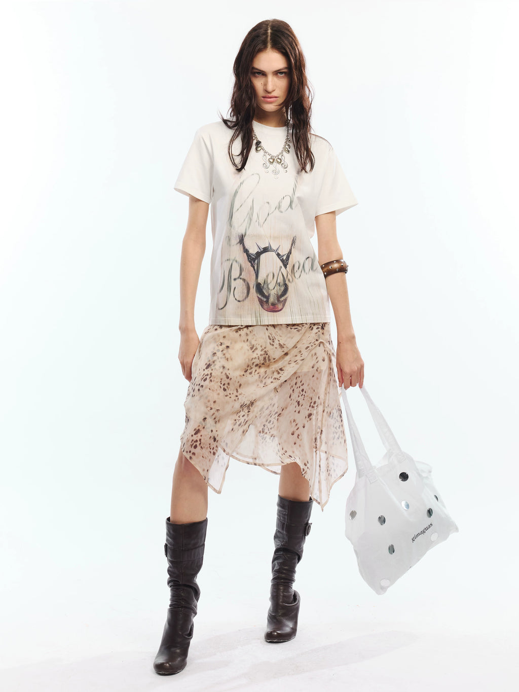 2th Desire Crew Neck Shoulder Casual Tee