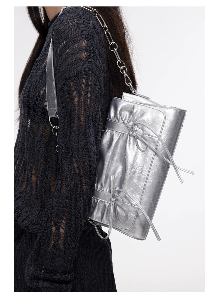 Oinimi Pleated Butterfly Rope Double Shoulder Underarm Oblique Span Bag