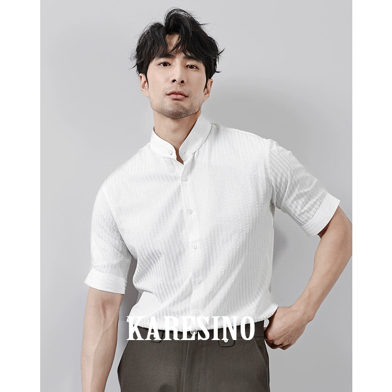 KARESINO Seersucker Striped Shirt