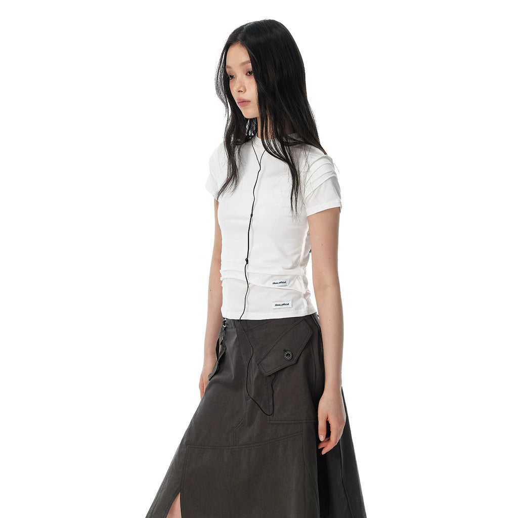 JIKOO Minimalist Waist Fold Back Zipper Tee