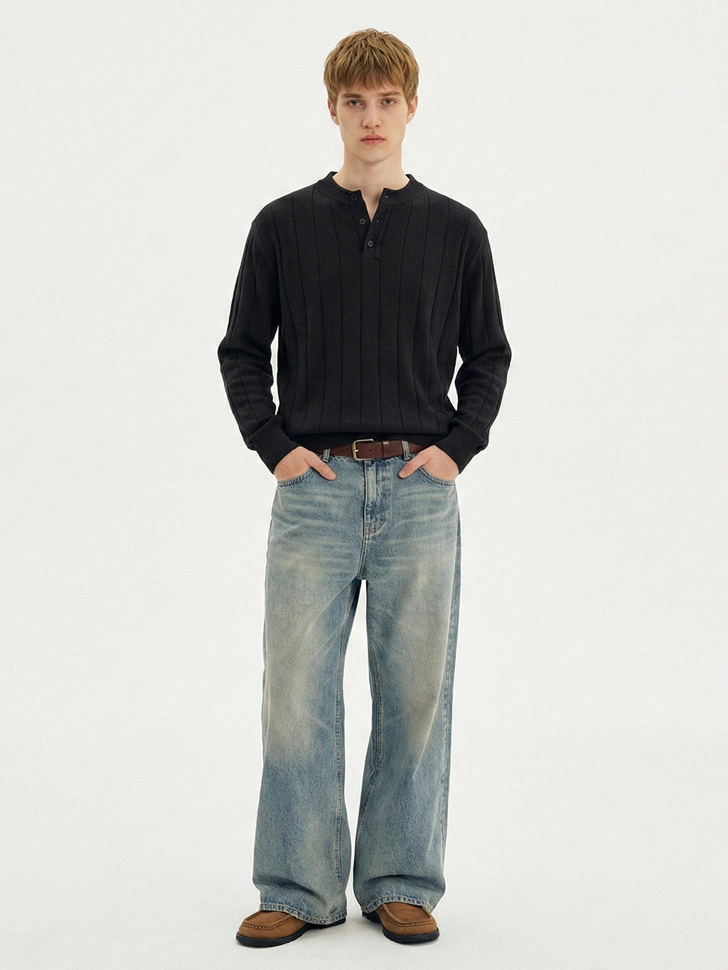 MADEEXTREME Vintage Henry Collar Casual Long Sleeve