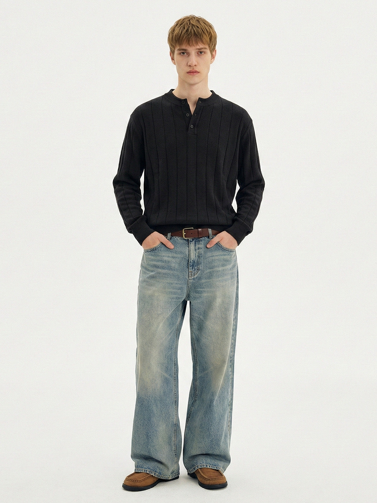 MADEEXTREME Vintage Henry Collar Casual Long Sleeve