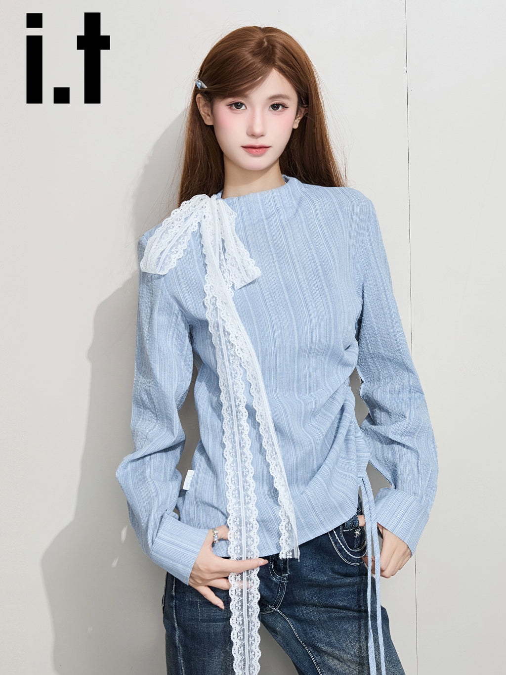 IT: GROUNDZERO Silk Scarf Foreign Style Casual Long Sleeve