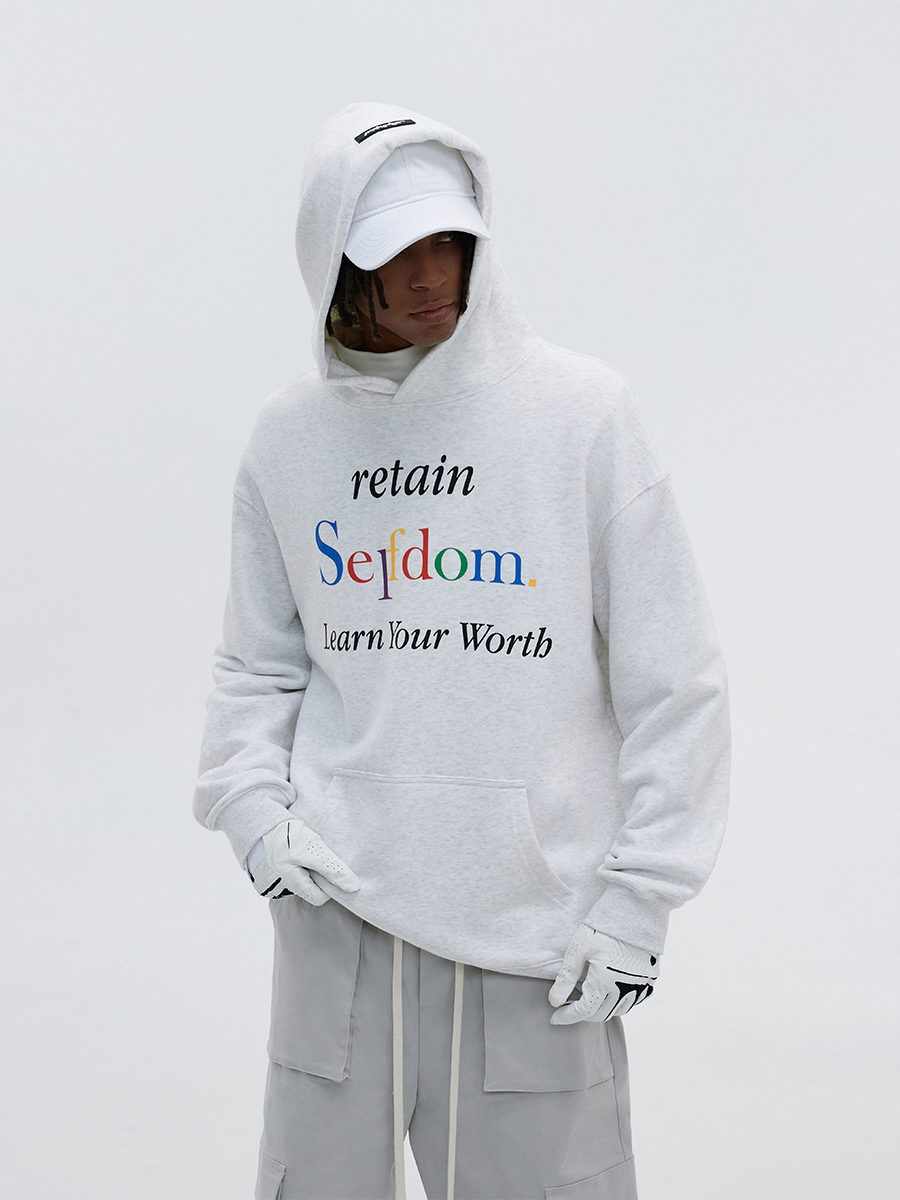 ATRY Fast Hot Fleece Color Text Typesetting Printed Hoodie