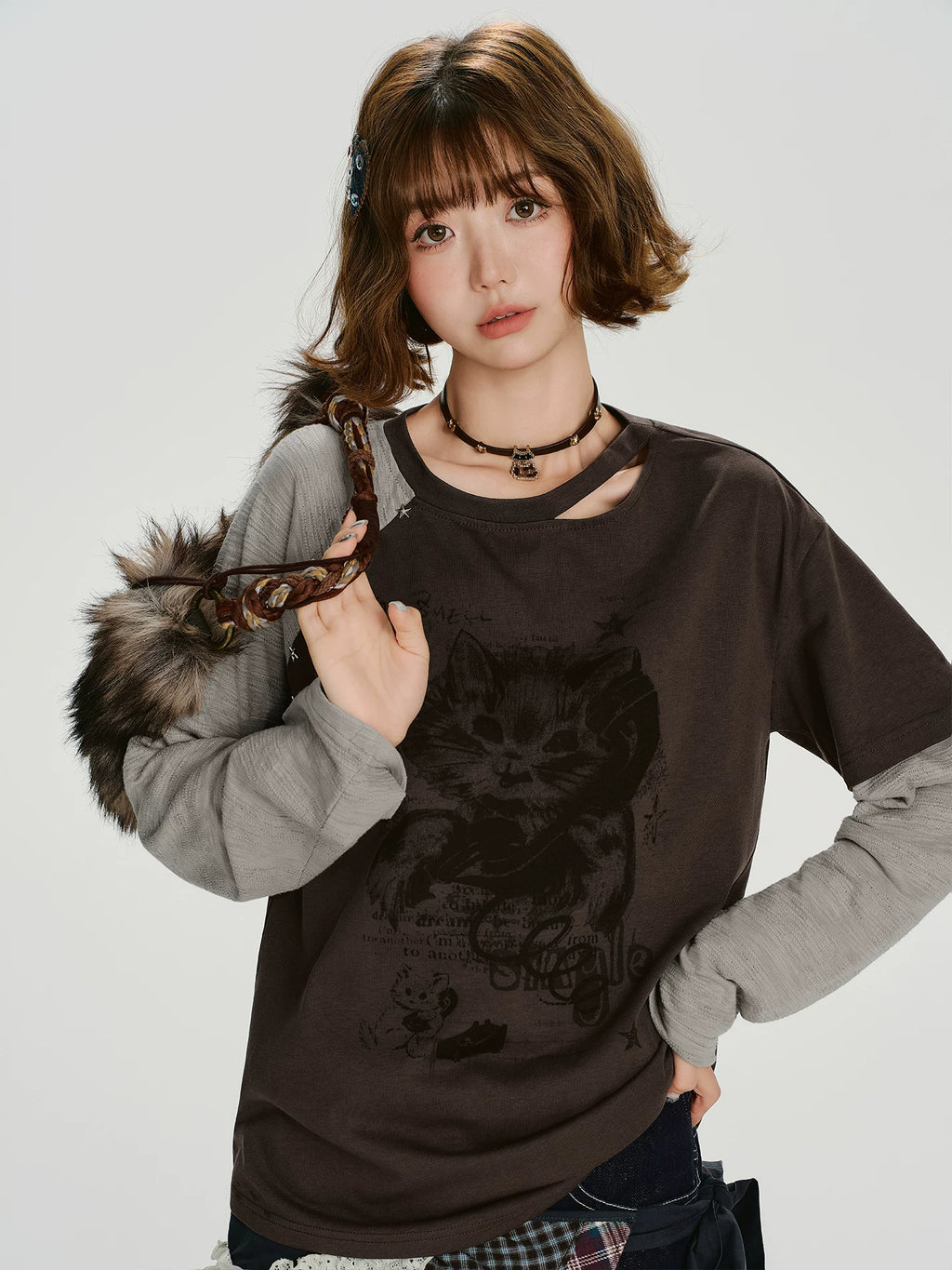 Girlyhalo Retrofake Two-pieceprintinglong Sleeves