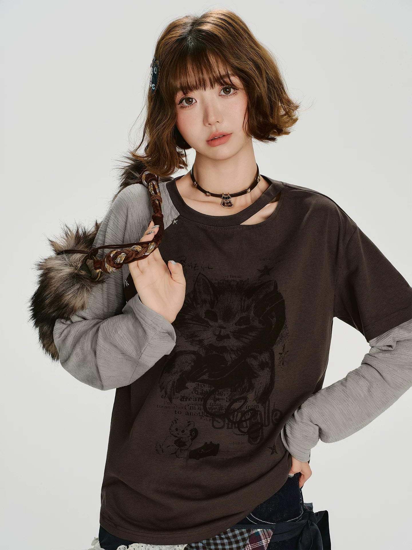 Girlyhalo Retrofake Two-pieceprintinglong Sleeves
