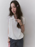 VOOE Lapel Strap Lace Shirt
