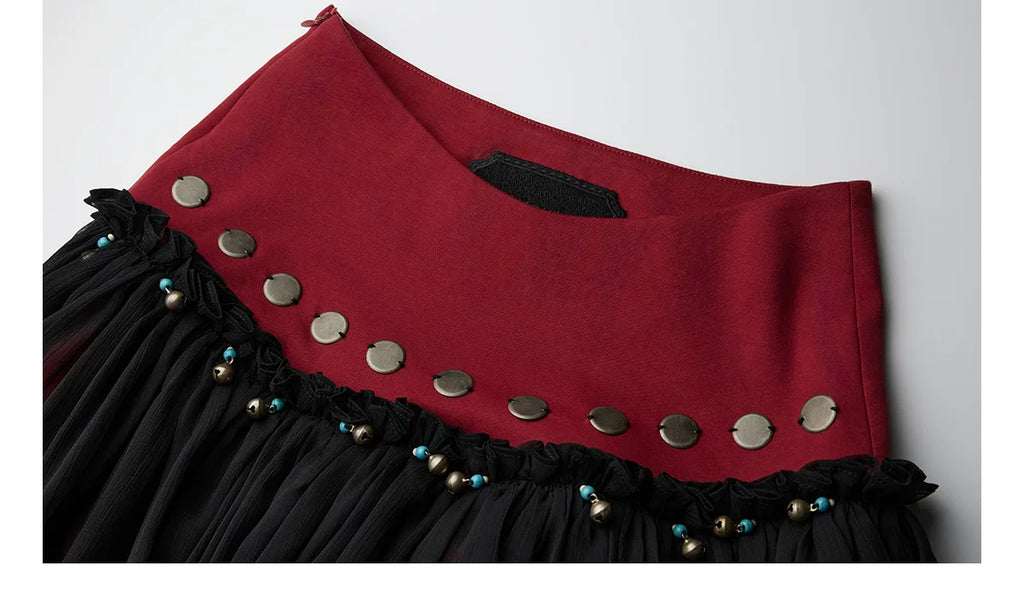 INDULGE Mesh Stitching Skirt