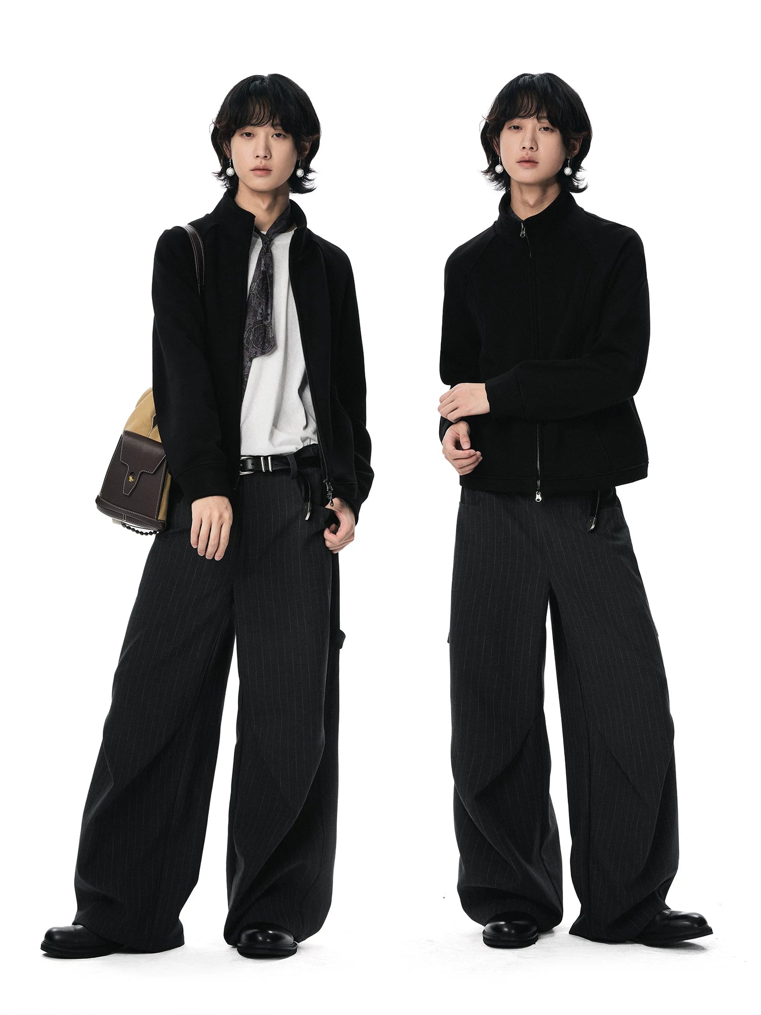 Sameuoo Stand-up Collar Short Sweater Jacket