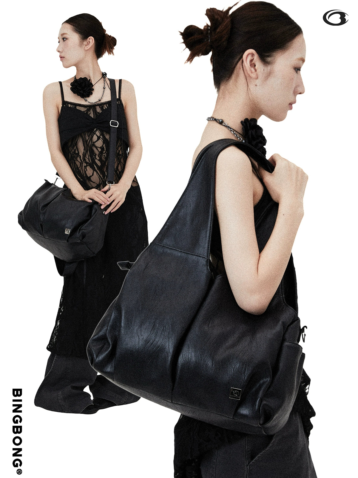 BINGBONG Soft Large Capacity Tote Bag Simple Messenger Bag