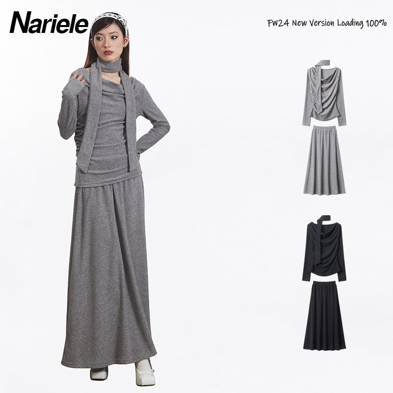 Nariele Premium Temperament Scarf Slim Fit Skirt