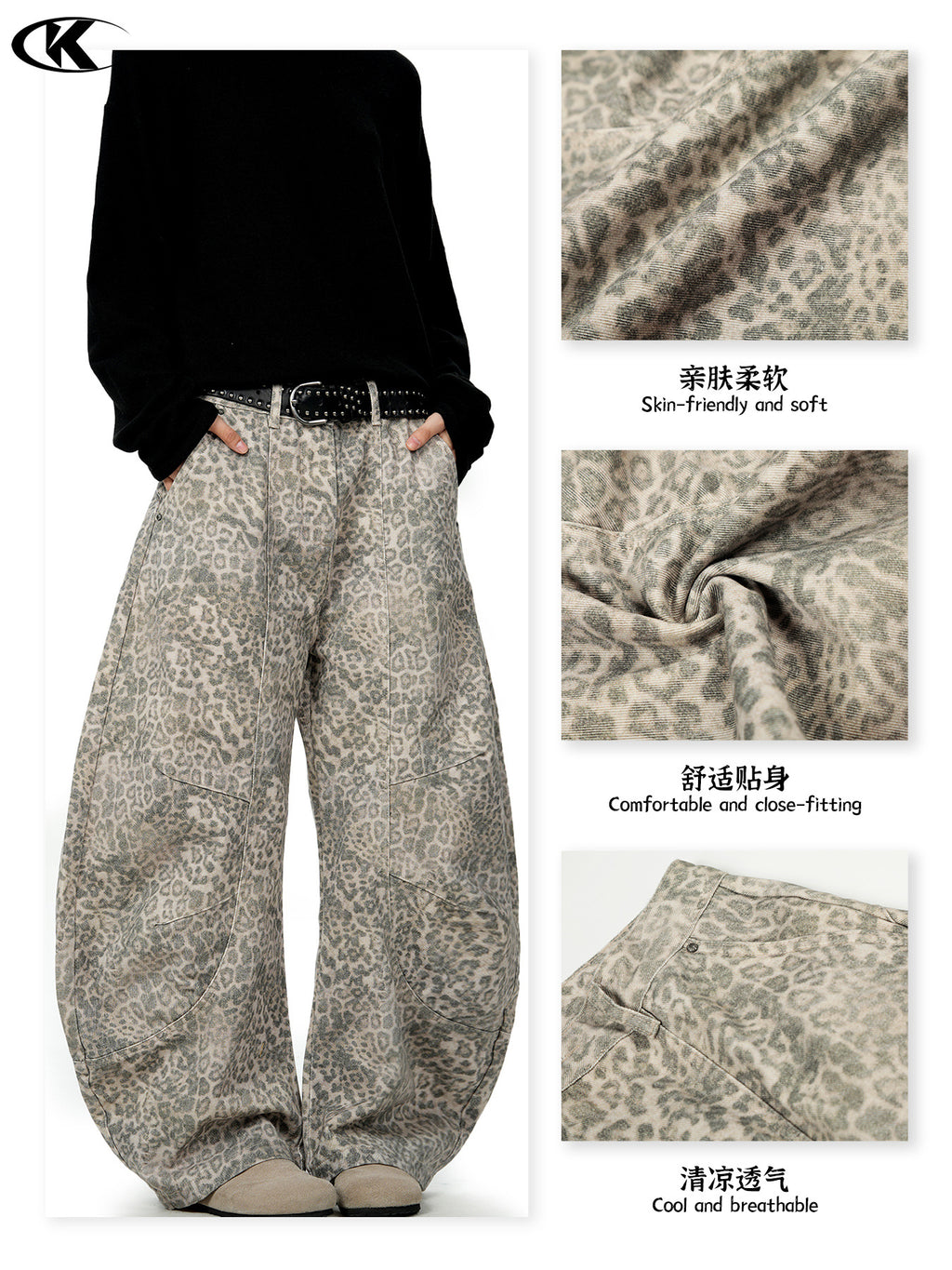 11KN | Pleated Wide-Leg Cargo Pants for American Retro