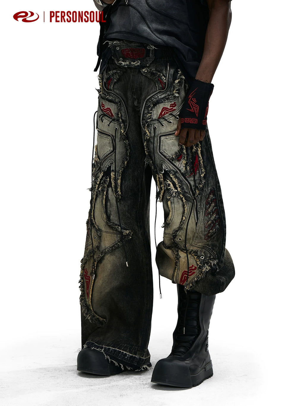 PERSONSOUL Totem Embroidered Jeans
