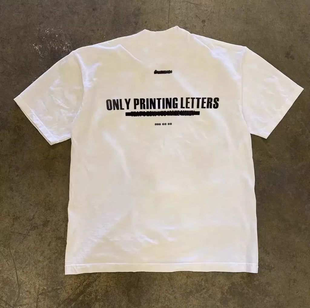 UPUPXIA Letter Print Casual Versatile Tee