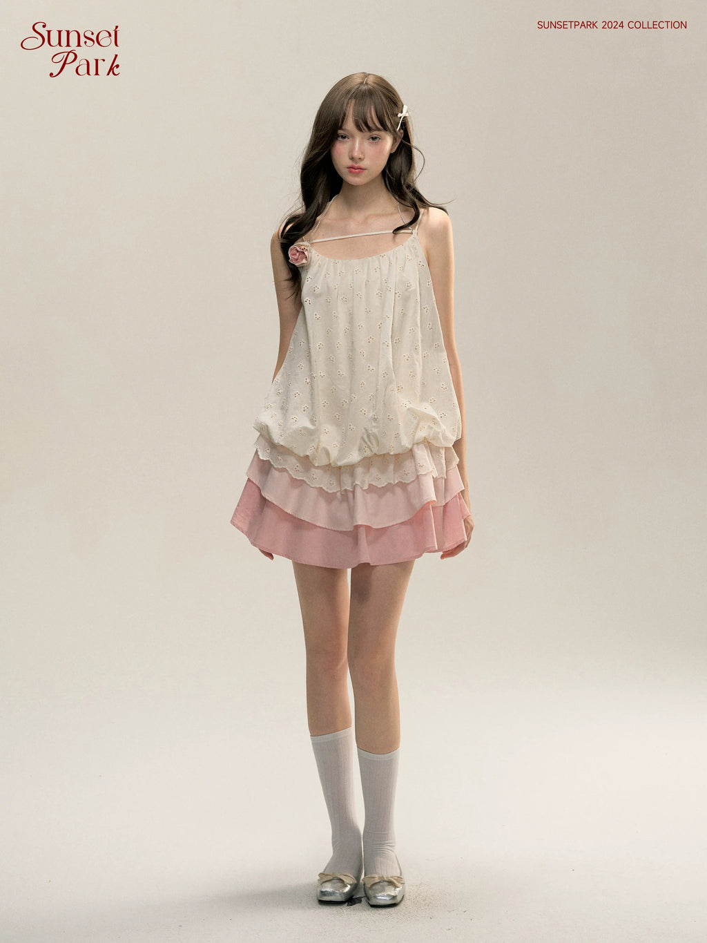 SunsetPark Drawstring Gradual Change Suspender Dress