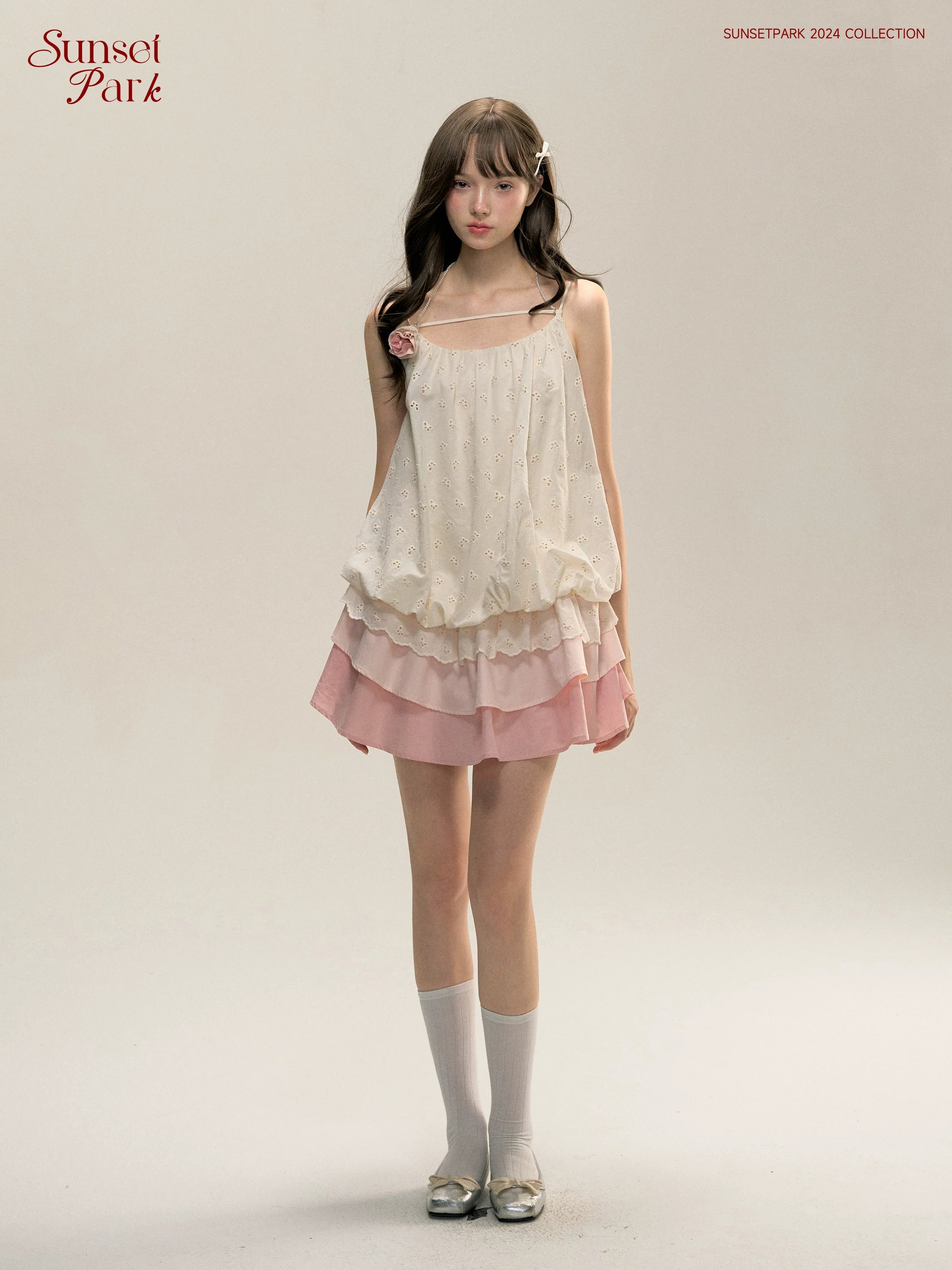 SunsetPark Drawstring Gradual Change Suspender Dress