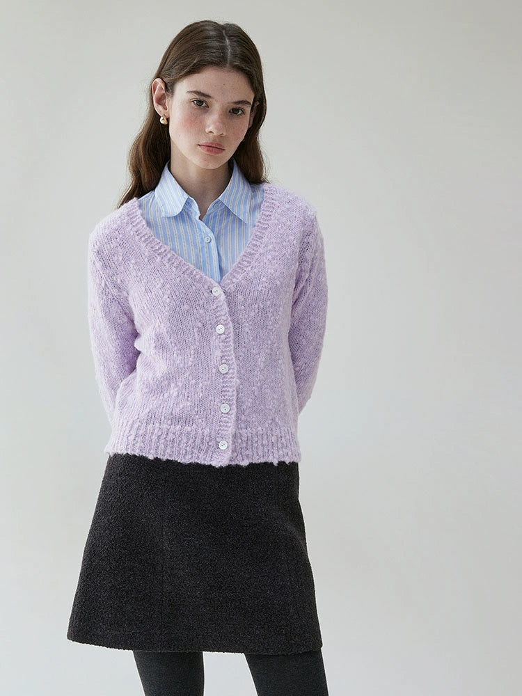 VOOEV Neck Wool-knitted Cardigan